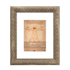 8x10 in Antique Champagne Gold Grey Ornate Classic Picture Frame, Matted for ...