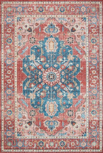 Loloi II Skye Collection SKY-05 Brick/Ocean 7'-6" x 9'-6" Area Rug - Picture 2 of 8
