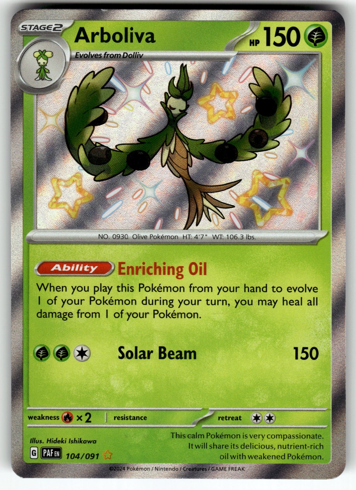 Arboliva 104/091 SV: Paldean Fates NM Pokemon Card TCG