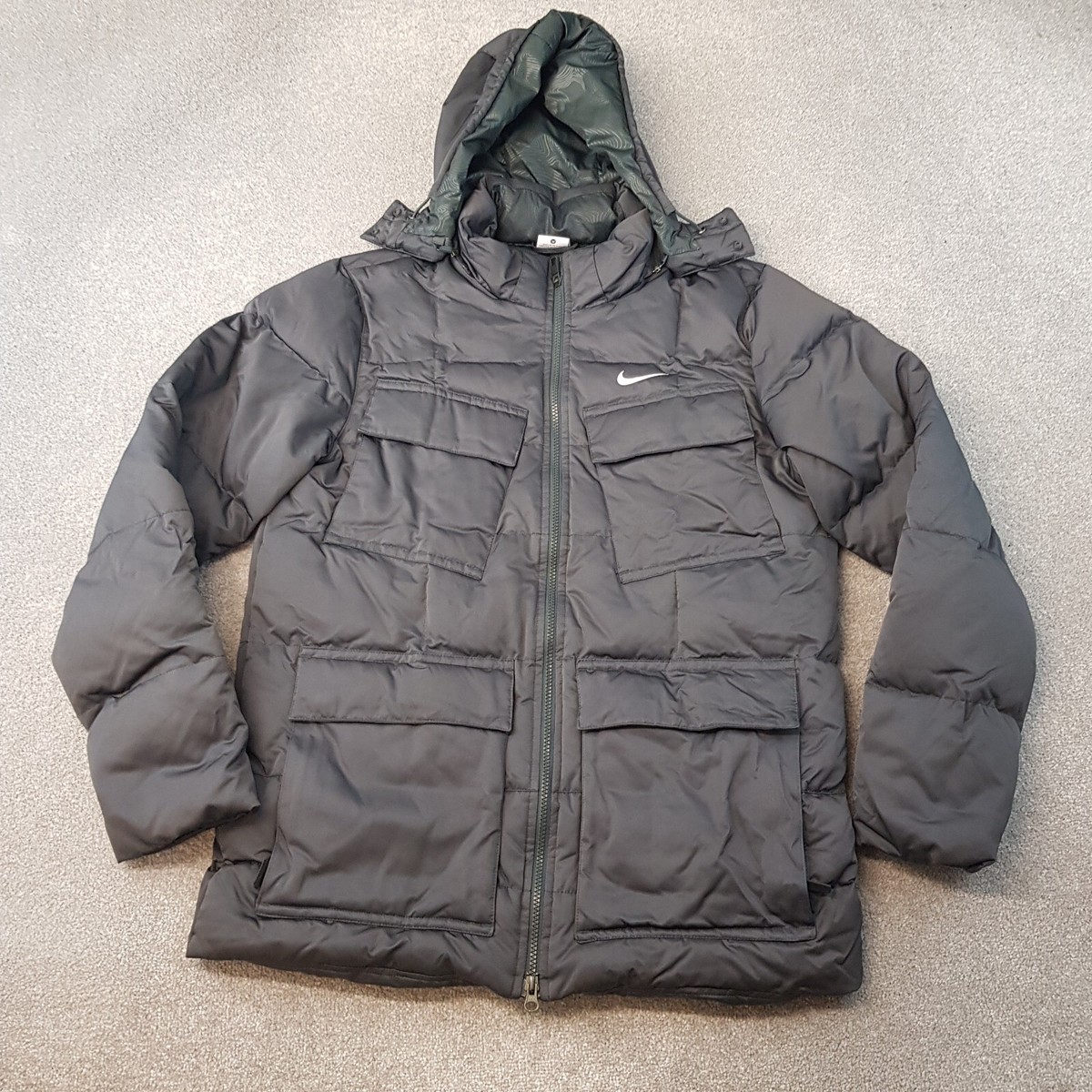 Nike Mens Jacket Medium Grey Down Puffer Quilted Padded Utiiity