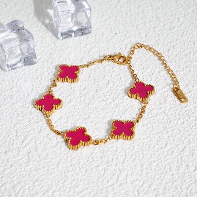 13mm Classic Blumenkette Armband 18 K vergold. Kleeblatt