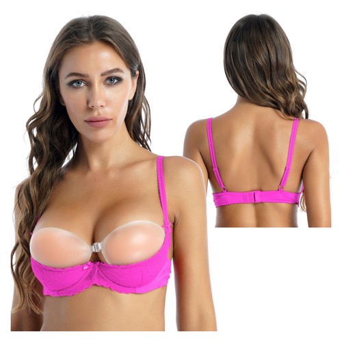 Women's Strappy Lace 1/2 Cup Bra Underwire Lift Up Unlined Shelf Bra Bustier - Picture 69 of 70
