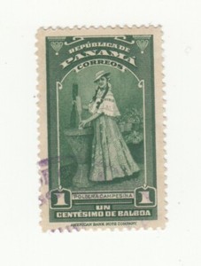 Panama 1942. Farm Girl. 1c. Dark Green. Sc# 343 (A96). Used