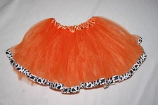 Girls Skirt BRIGHT ORANGE TUTU Black White Animal Spot Trim ONE SIZE FITS MOST