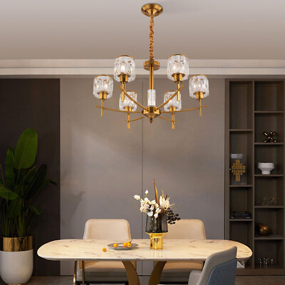 6-Light Modern Crystal Chandeliers Dinning Bedroom Pendant LED Ceiling Lamp