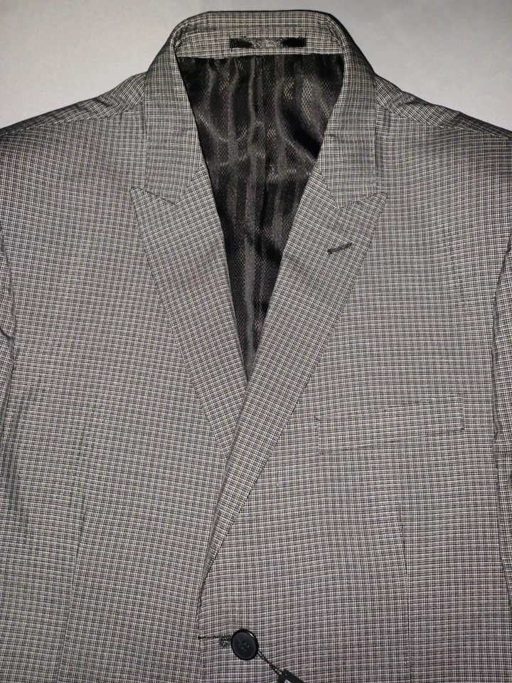 Men's Studio Ferrera Suit Jacket Grey Small Plaid Size 44 R New With Tags - Image 2 of 4