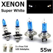 H1 H7 T10 55w SUPER WHITE XENON Upgrade Head light Bulbs Set Dip Main Beam C