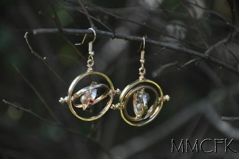 18 K Gold Plated Time Turner Earrings Horcrux Hermione Harry