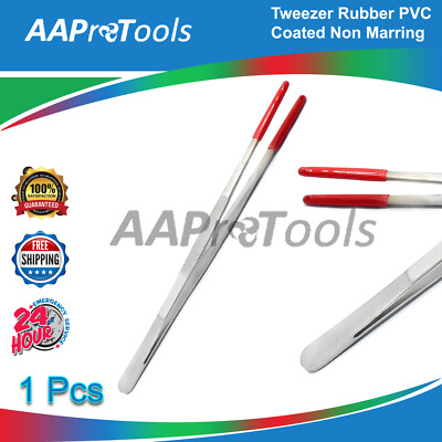 AAProTools 8 Inch Long Steam Tweezers with Coated Tips Red