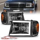1998 1999 2000 For Toyota Tacoma "4WD" Black LED C Light Bar Headlights