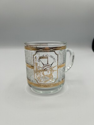 Vintage Culver Luminarc 22k Gold Statue Of Liberty Glass Mug