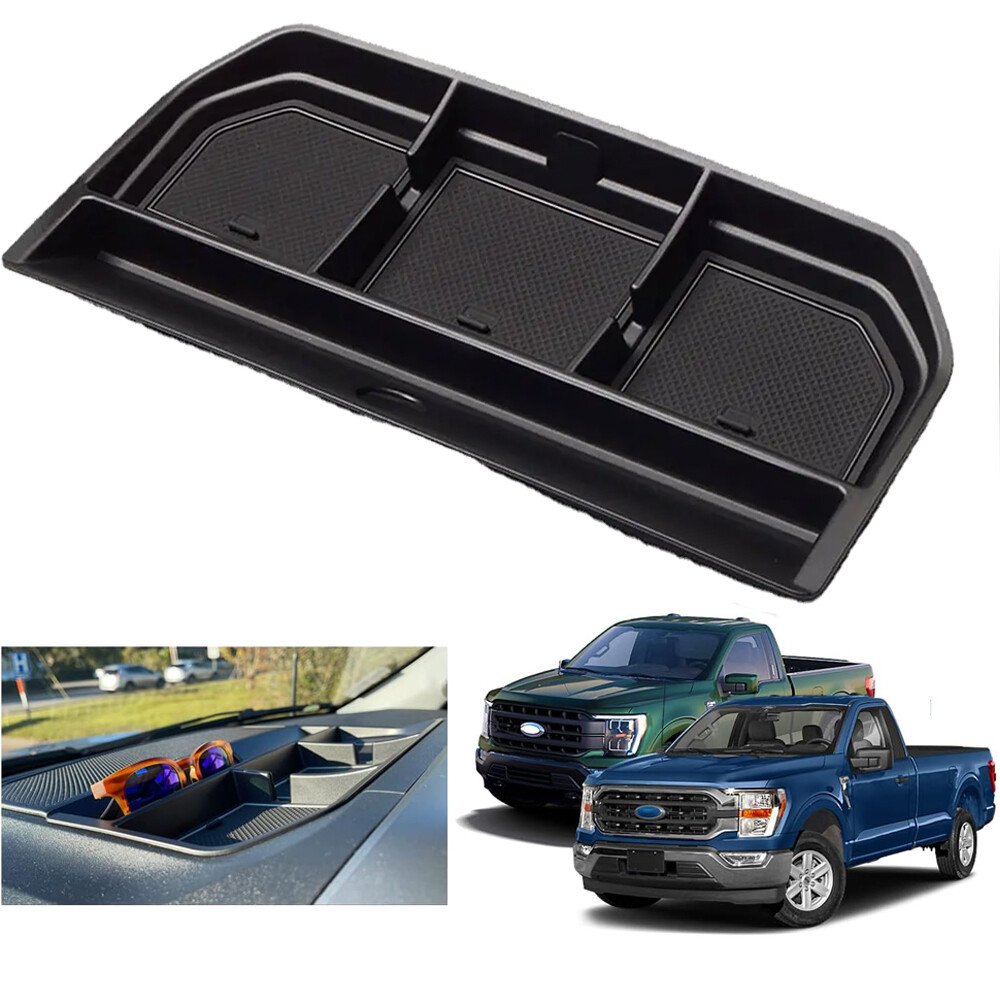 For 2021-2023 2024 Ford F150 Inner Front Dashboard Storage Box Tray Trim Black