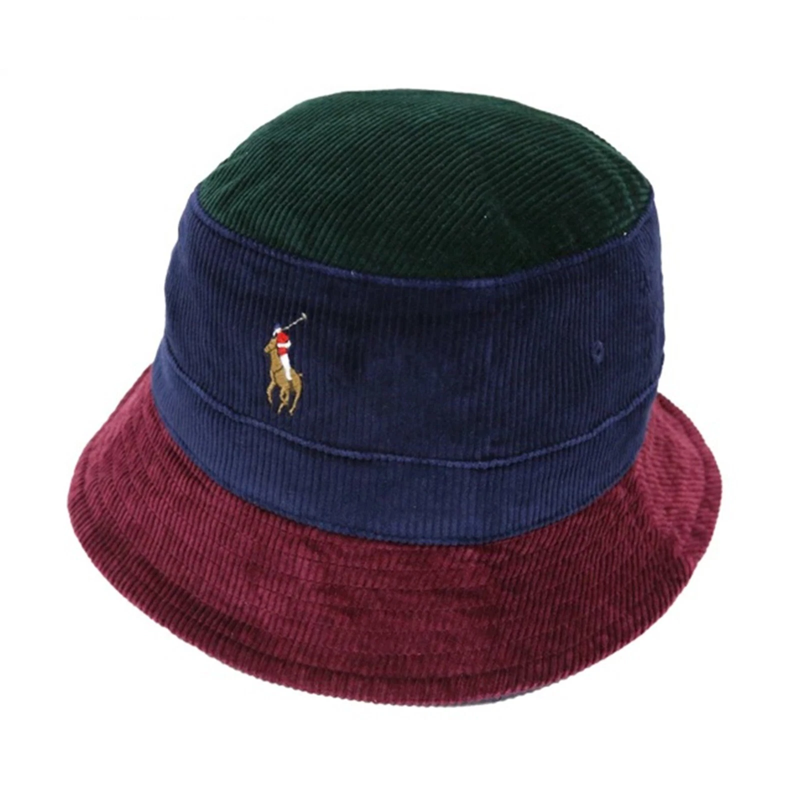 Polo Ralph Lauren Paneled Corduroy Cord Bucket Hat Cap- Navy, Wine, Green