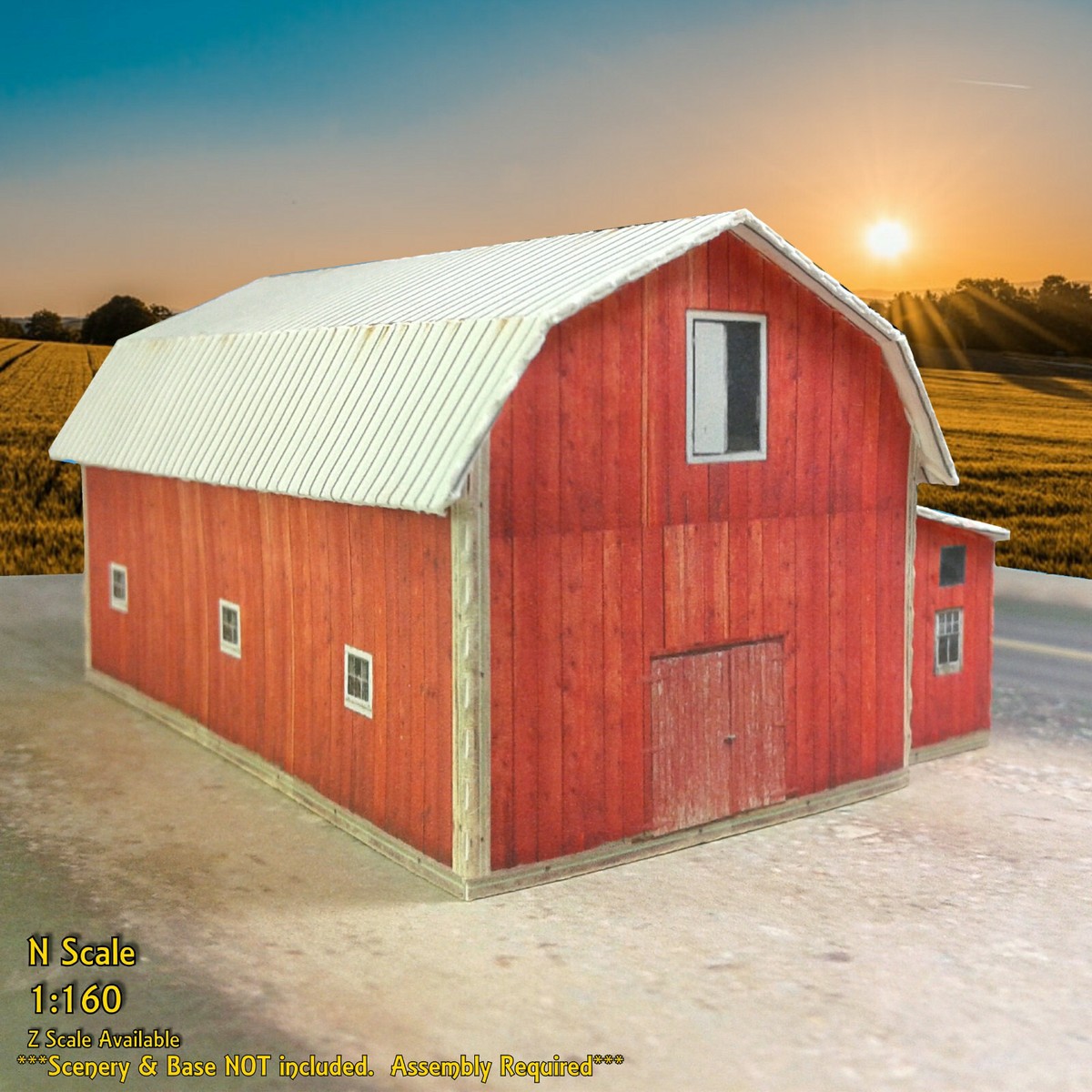 Z Scale (1:220) Barn Paper Craft Kit – 23-Foot Tall Model, Pre-Cut On 80 Lb Cardstock, Unassembled, Perfect For Model Railroaders