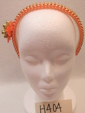 Girl's Headband Faux Pearl Beaded Hoop Hairband Peach Gold Vintage