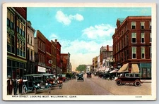 Willimantic Connecticut~Main Street West~Clearance Sale~1920s Postcard