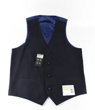 Alfani Mens Vest Jacket M New Navy Blue Pattern Slim Fit Tuxedo Party Formal