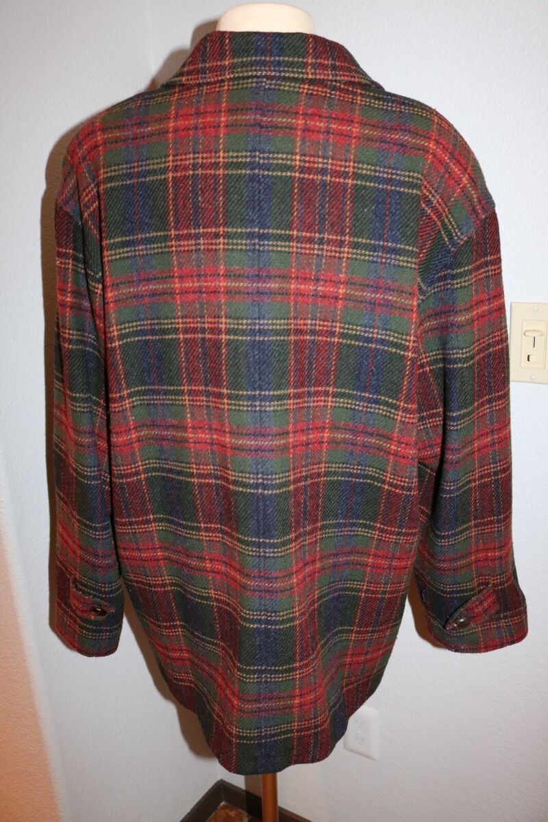 Vintage Women's Plaid Heavy Wool Coat Button Up Pladed Vintage Women's Plaid Heavy Wool Coat Button Up Pladed