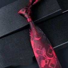 New Classic Floral Red Purple JACQUARD WOVEN 100% Silk Men's Necktie Tie