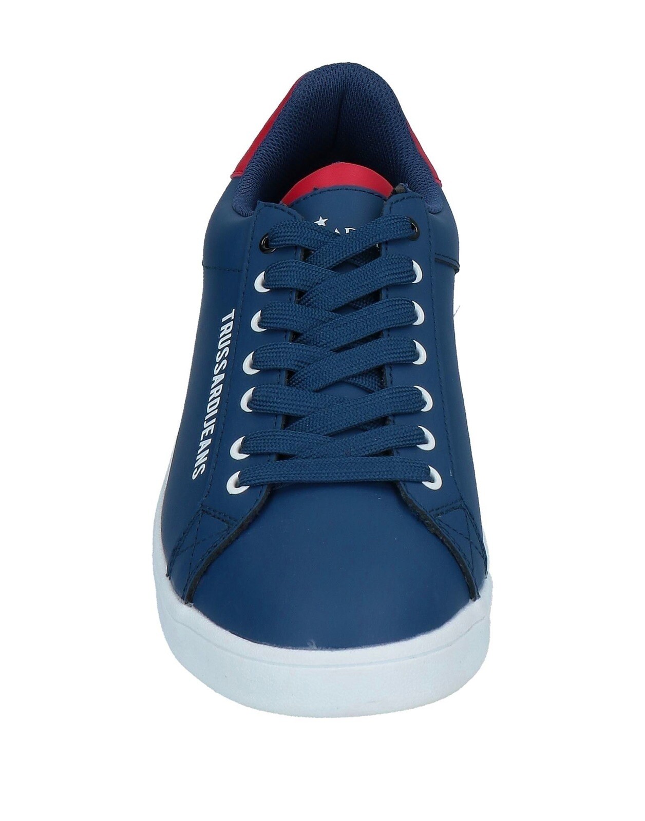 TRUSSARDI JEANS Classic Leather Sneakers Navy Blue Red Shoes EU 43 US 10 Italy