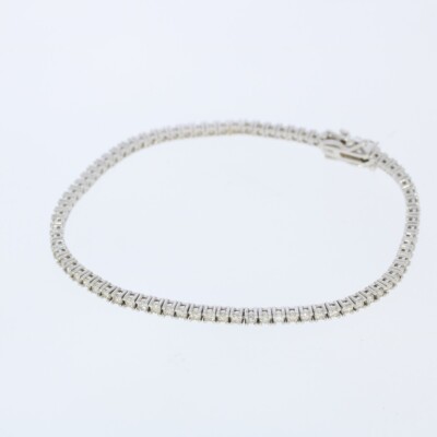 Wert 8.750,- Zierliches Tennis Brillant Armband 2,20 Ct 585 Weiß Gold T0285 xxyy