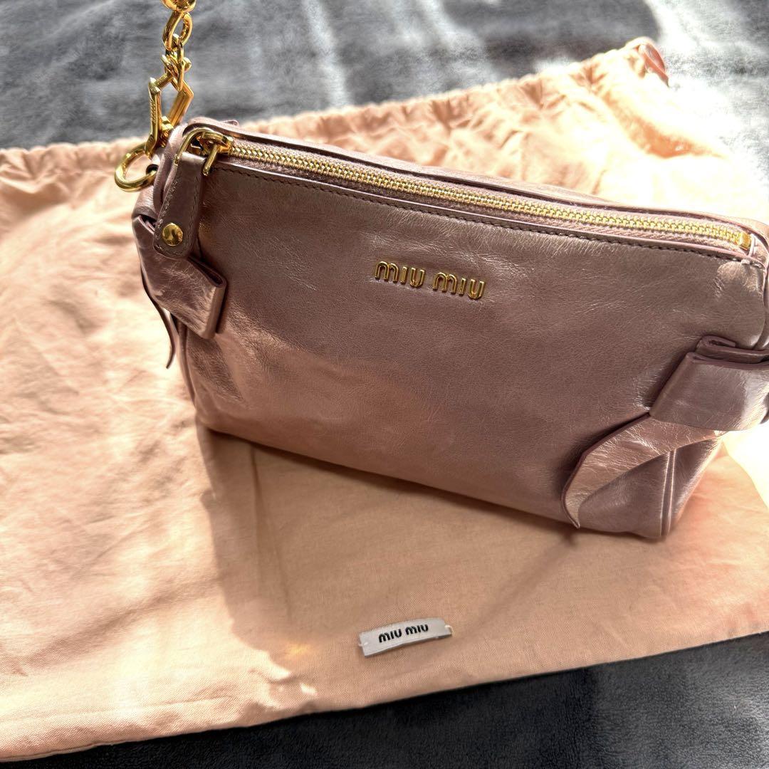 Beautiful MIUMIU Classic Popular Side Ribbon Mini Handbag Pink | eBay