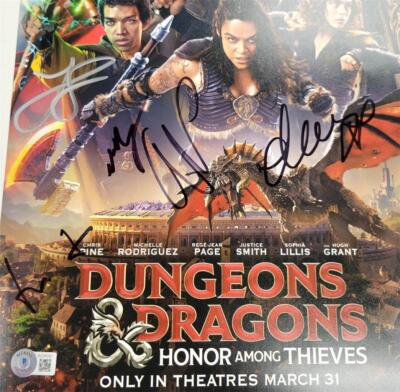 Dungeons & Dragons Cast (5) signed 11x17 photo Pine Rodriguez
