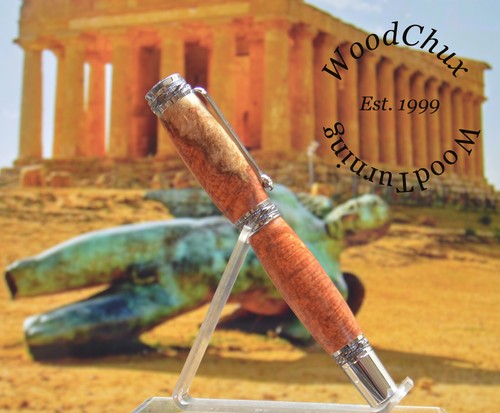 Handmade Exotic Amboyna Burl Wood Rollerball Or Fountain Pen ART 1561 - Picture 3 of 14