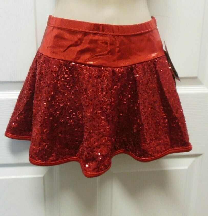 SEQUIN FOIL DANCE Skate Circle Skirt attached trunks Red Ch/ladi