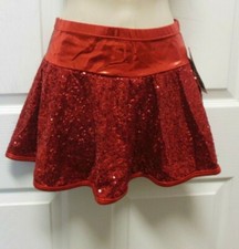 SEQUIN FOIL DANCE Skate Circle Skirt attached trunks Red Ch/ladies Showy