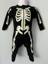 Old Navy Skeleton Halloween Costume Outfit Pajamas Zip Up Cotton 3-6M