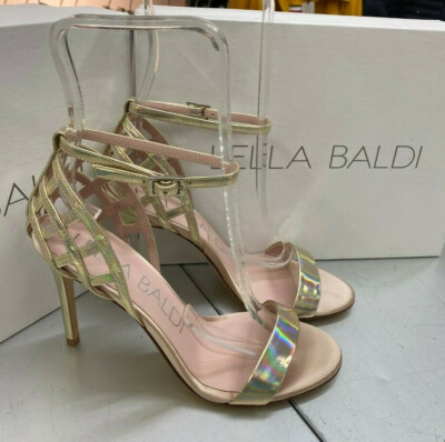 Lella Baldi LT054 Sandal Mirror Iridescent Platinum Heel 100