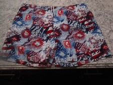 Trader Bay Men's XL Swim Trunks Midwest States Rushmore Fireworks 1 Cent Stamp