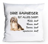 "Kissenbezug 40X40Cm \"Ohne Havaneser Ist Alles Doof!\" Fun HüLle Hund Deko Kissen"
