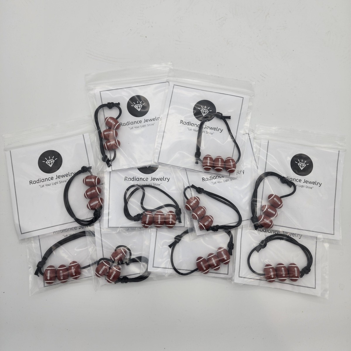 Wholesale Lot Of 10 Football Charm Bracelets Sport Fan Wristband