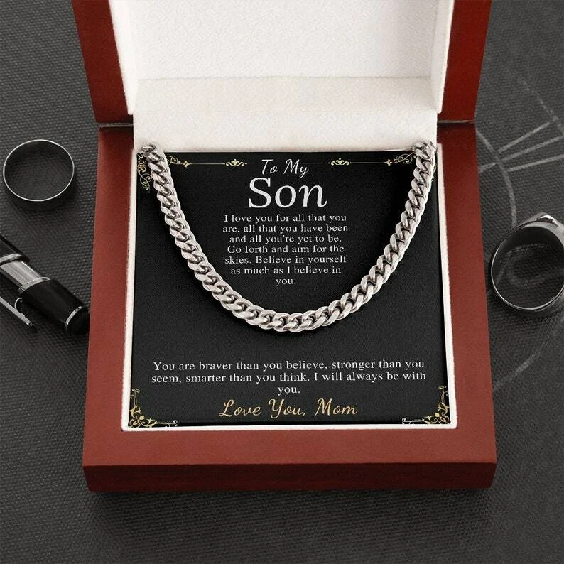 Sentimental Son Gifts from Mom, Chain Necklace Christmas Gifts for