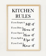 Kitchen Rules Typography A4 Print Poster PO302