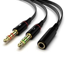 Splitter Audio Cable Gaming Headset Adapter Microphone Gold Plated and Strong...