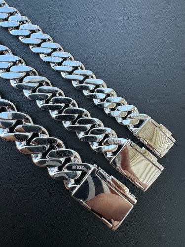 MOISSANITE Real Miami Cuban Prong Link Iced Hip Hop 925 Silver Bracelet 7-9" - Picture 7 of 24