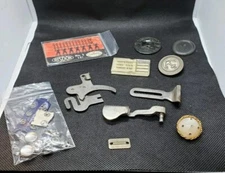 Sewing Lot Machine Attachments Buttons Needles Hook Eye Brass Pearl Snaps