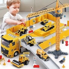 Kids Construction Toys Construction Truck Toys Set w/Crane Excavator Forklift...