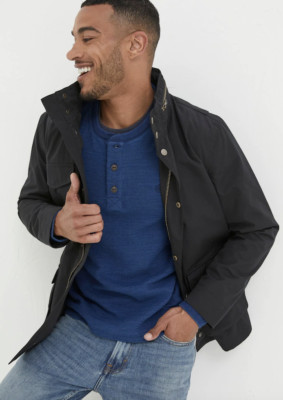 FatFace Truro wasserdichte Herrenjacke mit versteckter Kapuze 980195 B134