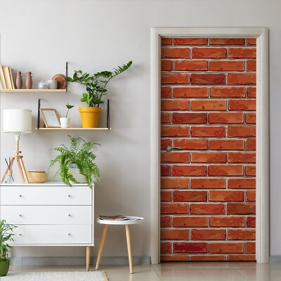 Tür Selbstklebende Folie Türtapete Klebefolie Rot Wand Ziegel Backstein