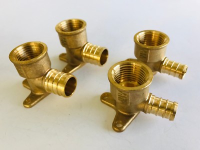 4 PCS PEX DROP EAR ELBOW FITTING  3/4''Pex X 1/2'' (2PCS),1/2''X1/2''(2PCS) NO LEAD