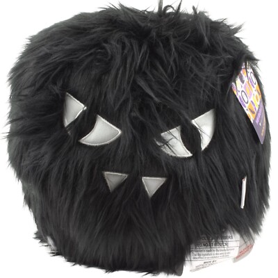 Novogratz Halloween Furry Black Pumpkin Eyes Plush Throw Pillow Deocrative