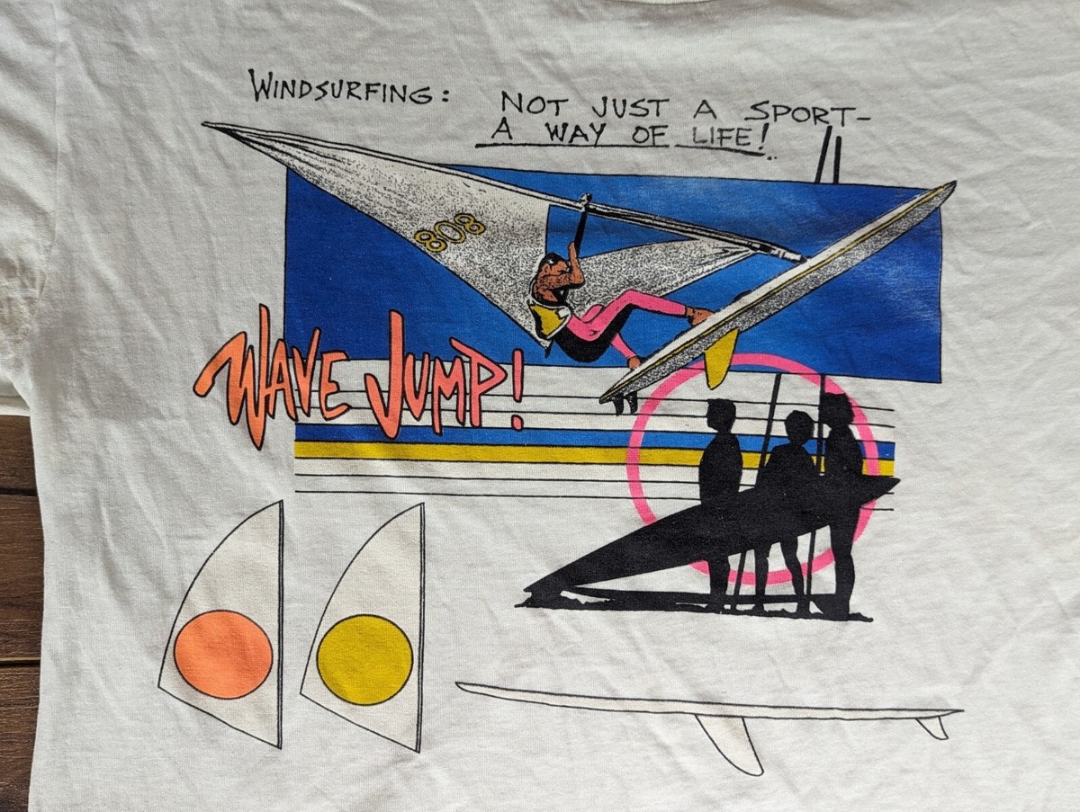 Vintage 80s 90s Windsurfing T-Shirt Large Single Stitch Graphic