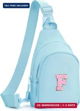 Gifts for Teen Girls Kids,Crossbody Initial Bag Purse Blue,F  Birthday Gift for