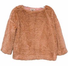 Madewell XS Plush Fleece Crew Neck 3/4 Sleeve Teddy Crop Sweatshirt