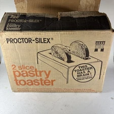 Vintage PROCTOR-SILEX Toaster 2 Slice Model T224W Chrome Black USA LN