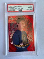 2017 UD Spiderman Hey Peter Homecoming Red Foil 107/199 PSA 8